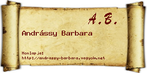 Andrássy Barbara névjegykártya